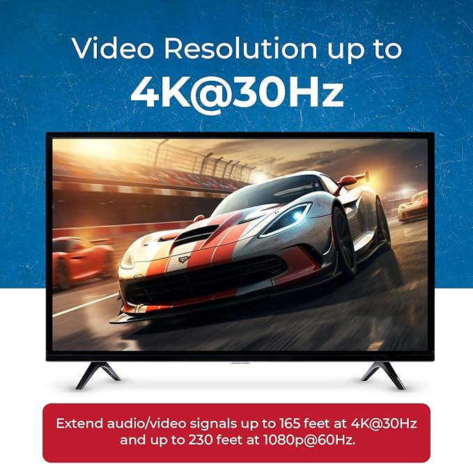 OREI 4K 1x4 HDMI Extender Splitter Over CAT6/7 Ethernet Cable Up to 4K@30Hz