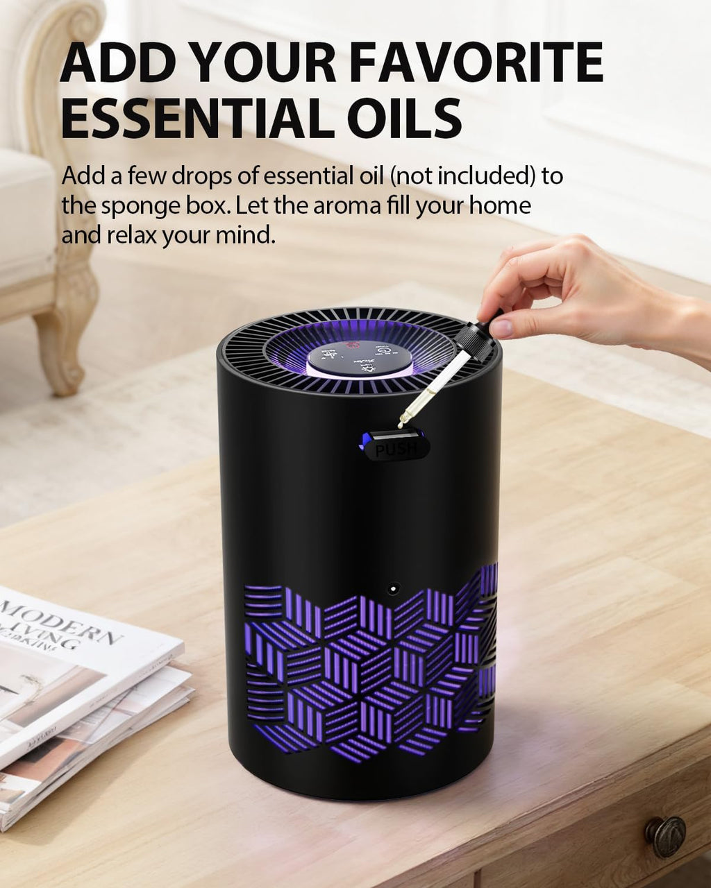 FreAire Air Purifiers for Bedroom Up to 1086 Ft², KN6391RGB, Black