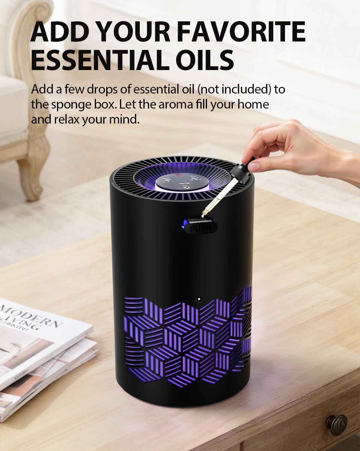 FreAire Air Purifiers for Bedroom Up to 1086 Ft², KN6391RGB, Black