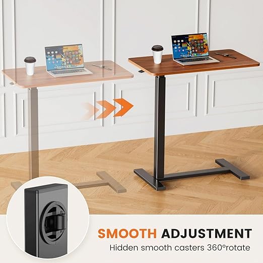 Mobile Bed Laptop Desk with Lockable Wheels and Height Adjustment Function
