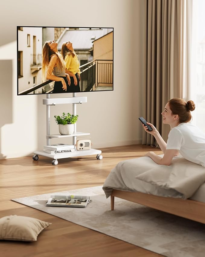 ECOTINY Steel Base Rolling TV Stand