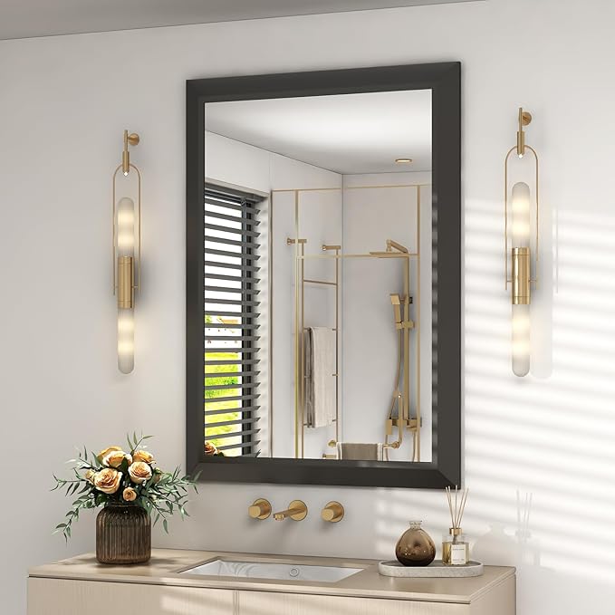 SMIROR Matte Black Bathroom Mirror