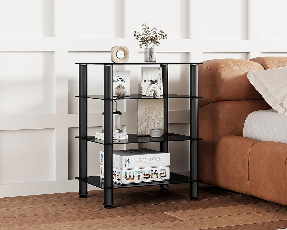 FITUEYES 4-Tier AV Component Media Stand Audio Rack for Storage, Black