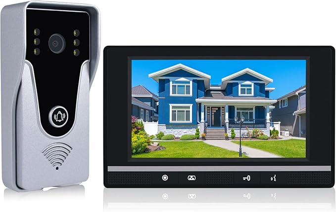 Wired Video Intercom System, 7 Inch Monitor and Aluminum Alloy Doorbell Camera