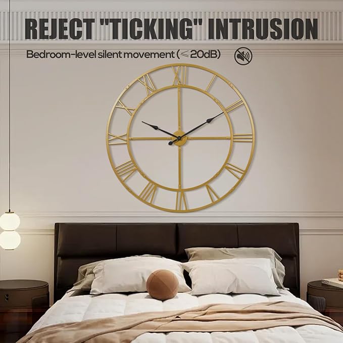 Ohweog Large Wall Clock for Living Room Decor – 40 Inch Silent Non-Ticking