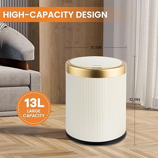 Pukomc Bathroom Trash Can with Lid，3.5 Gallon Motion Sensor Waterproof