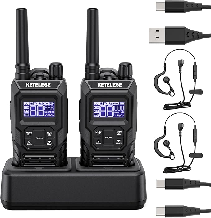 Ketelese T4 Walkie Talkies Long Range, IP67 Waterproof Dustproof Two Way Radio