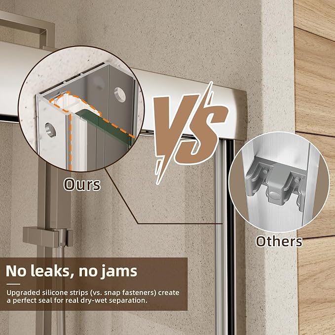 Sliding Shower Door, Royal Guard 56-60" W x 70" H Semi-Frameless Double Sliding
