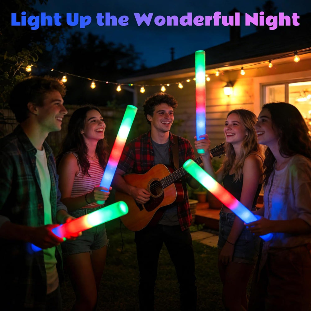 SHQDD 70PCS Foam Light Up Sticks, Glow in the Dark Party Supplies with 3 Colo...