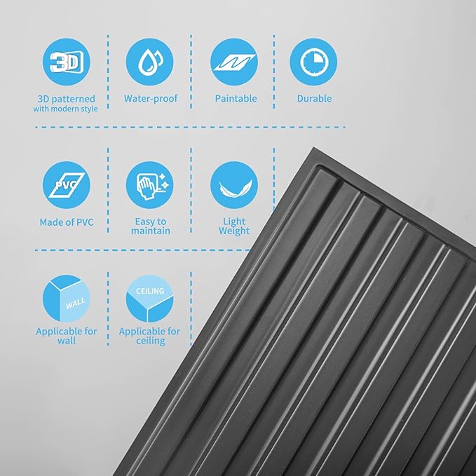 Art3d 6-Pack Slat Design 3D Wall Panels
