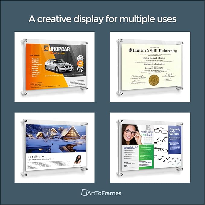 ArtToFrames 14x14 Inch Double Panel Floating Acrylic Picture Frame comes (4 Pack)