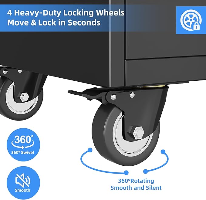 Garage Storage Cabinet with Wheels and Doors, Required Assembly