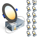 Ensenior 12 Pack 4 Inch LED Recessed Ceiling Light Black, 2700K-5000K 5CCT