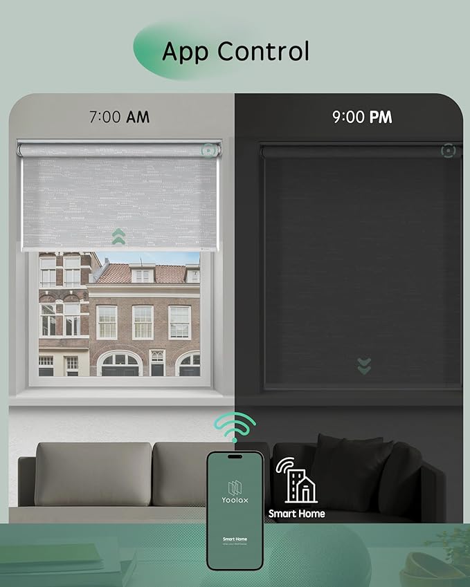 Yoolax Motorized Blinds App Control, Light Filtering Motorized Shades