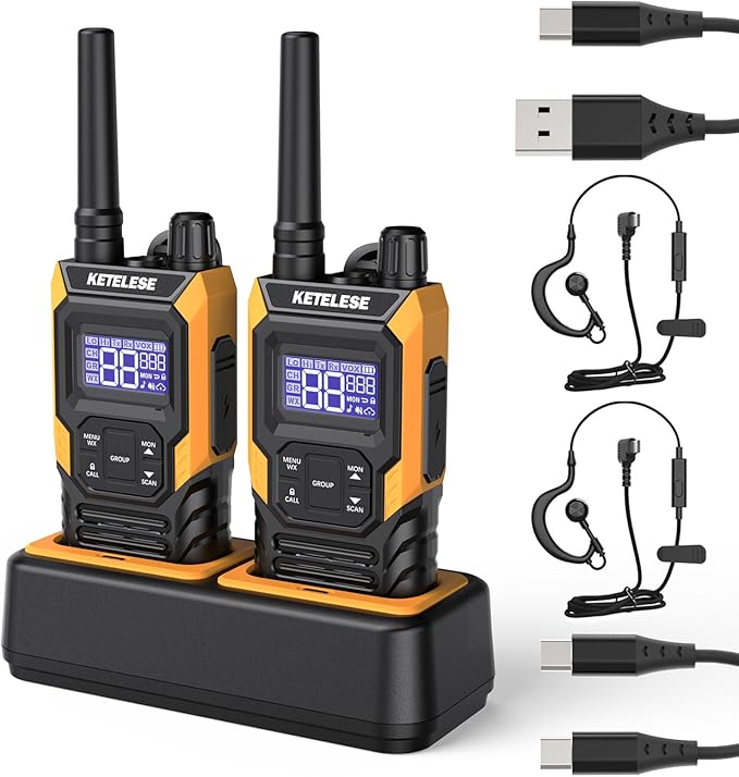 KETELESE T4 Walkie Talkie IP67 Waterproof, Type-C Rechargable Two Way Radio