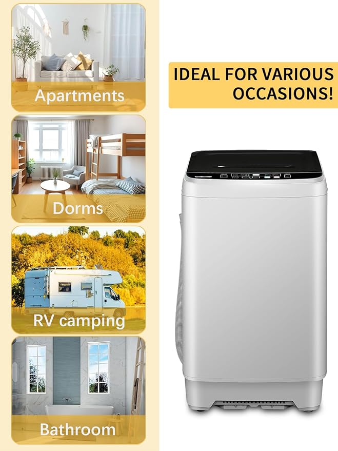 17.7 lbs Small Compact Portable Full-Automatic Washing Machine 10 Wash Program
