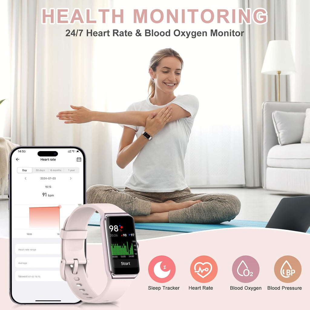 fitness tracker with 24/7 heart rate blood pressure, close-up detail