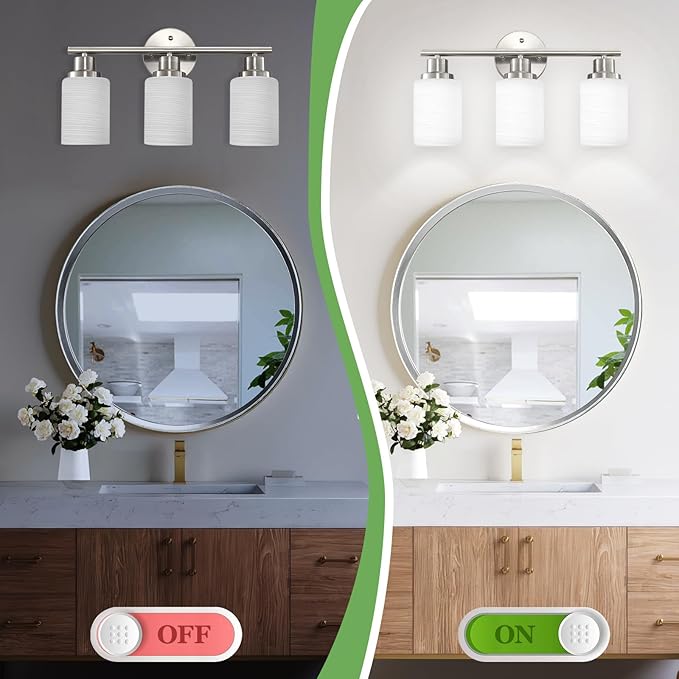 Guliaofo 3-Light Bathroom Light Fixtures, Vanity Lights