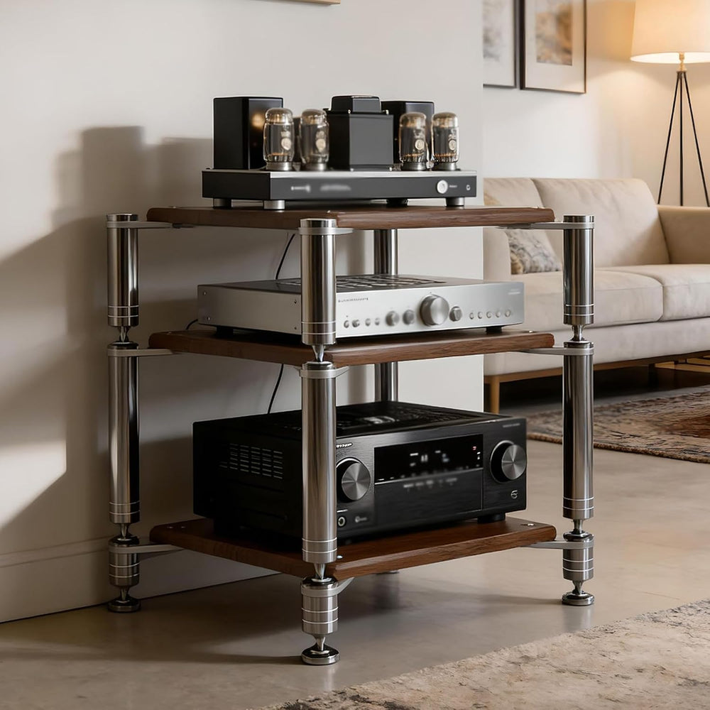 Heavy Duty AV Media Stand, AV Component Stand with Stainless Steel Bracket, S...