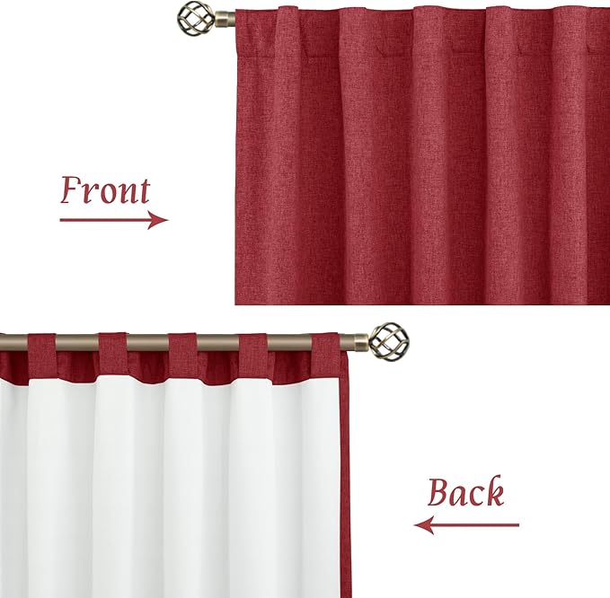 LAMIT 100% Blackout Linen Curtains, 72 Inches Linen Textured Thermal Bedroom