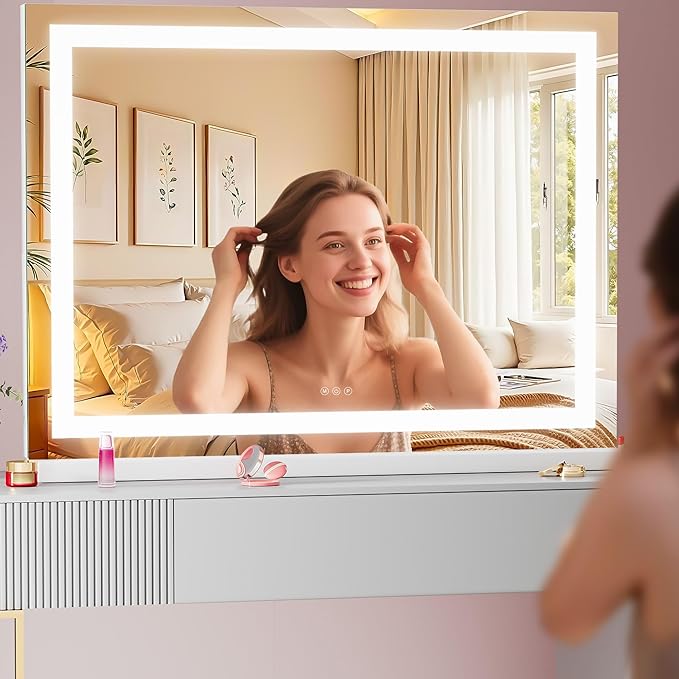 Vanity Mirror with Lights, Dimmable 3 Modes, Memory Function, Smart Touch