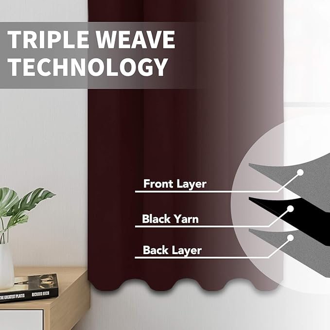 Easy-Going Blackout Curtains for Bedroom, Solid Thermal Insulated Grommet and