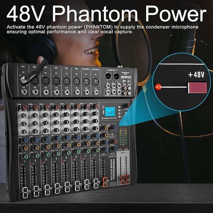 8 Channel Professional Audio Mixer