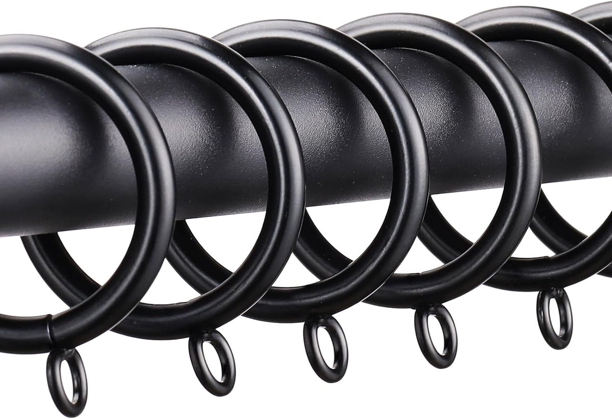 40 PCS Curtain Rings, 1.5 Inch Thickened Curtain Rings Metal Drapery Ring for Curtain Rods Black