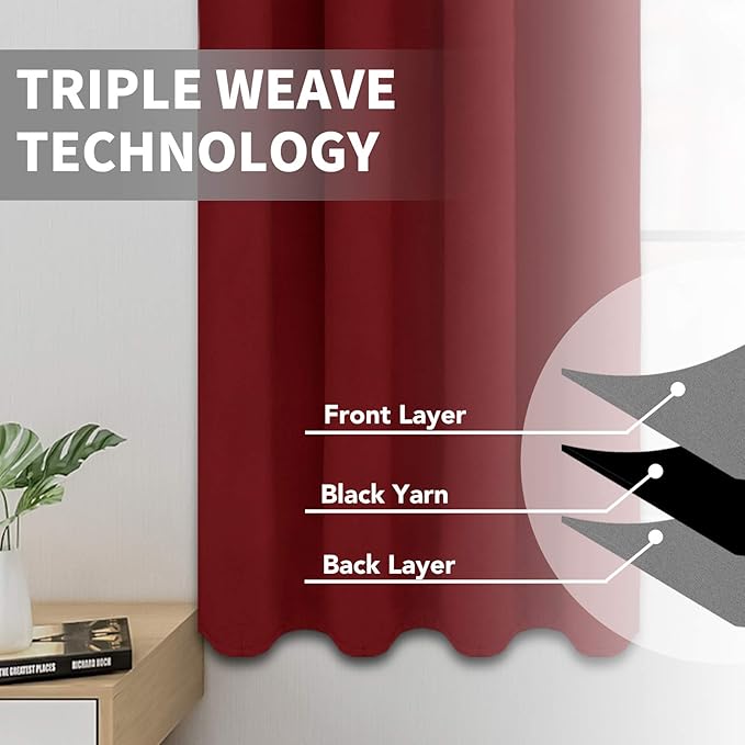 Easy-Going Blackout Curtains for Bedroom, Solid Thermal Insulated Grommet and