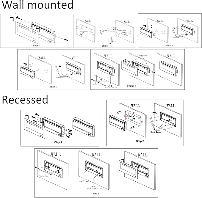 60 Inch WiFi-Enabled Recessed Electric Fireplace Inserts