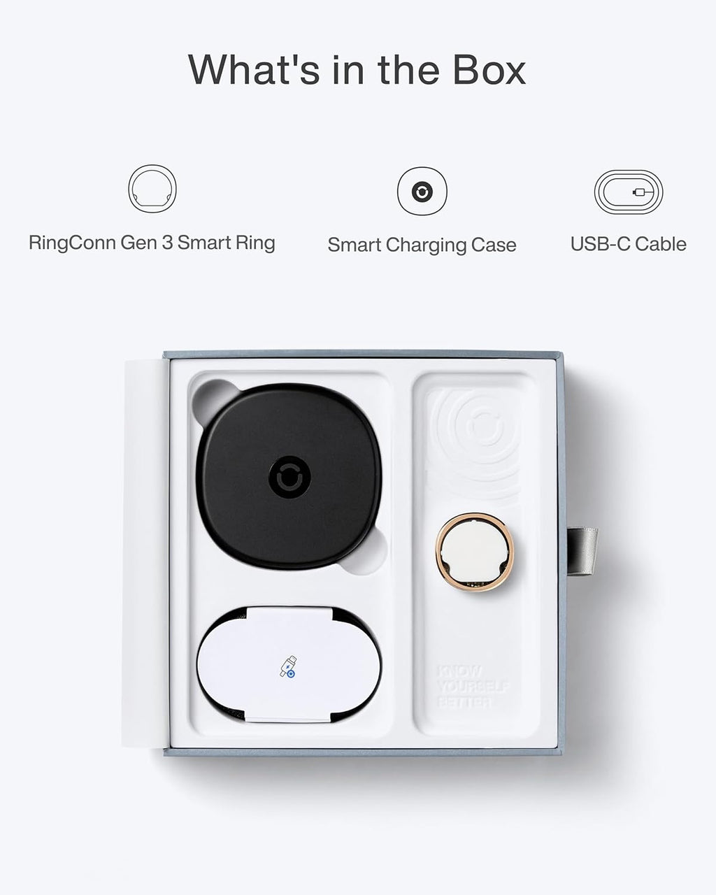 RingConn Gen 3 Smart Ring - Vascular Trends(Size 10, Matte Black)