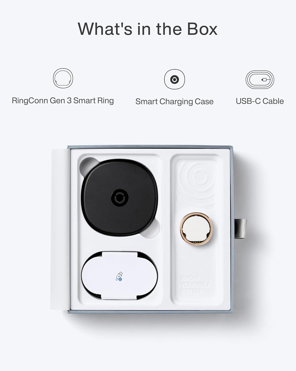 RingConn Gen 3 Smart Ring - Vascular Trends(Size 10, Matte Black)