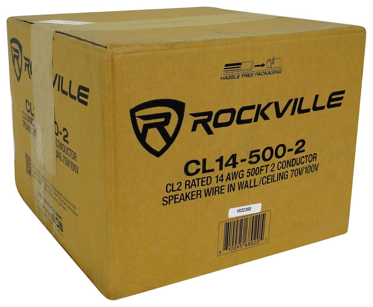 rockville cl14-500-2 cl2 rated 14 awg 500' speaker, side view