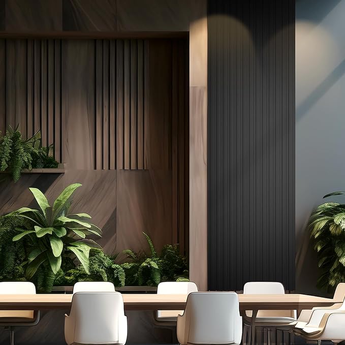 OUZUGIE WPC Acoustic Slat Wall Paneling, Living Room, TV Background, Study Room (8-Pack)