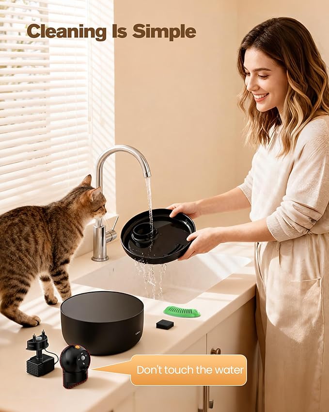 Pet Water Fountain Battery Operated: GOOIFUN Cat Water Fountains - 88oz/2.6L