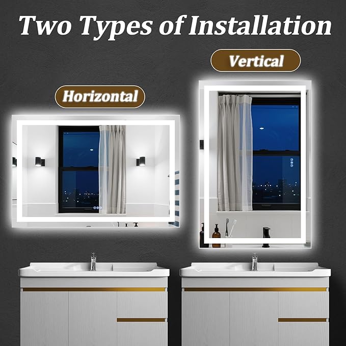 30"x 22" LED Bathroom Mirror, Wall Vanity Mirrors