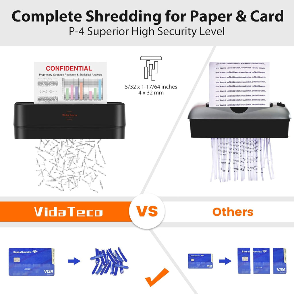 VidaTeco 6-Sheet Cross Cut Paper Shredder for Home Office, 3.04-Gallon Bin