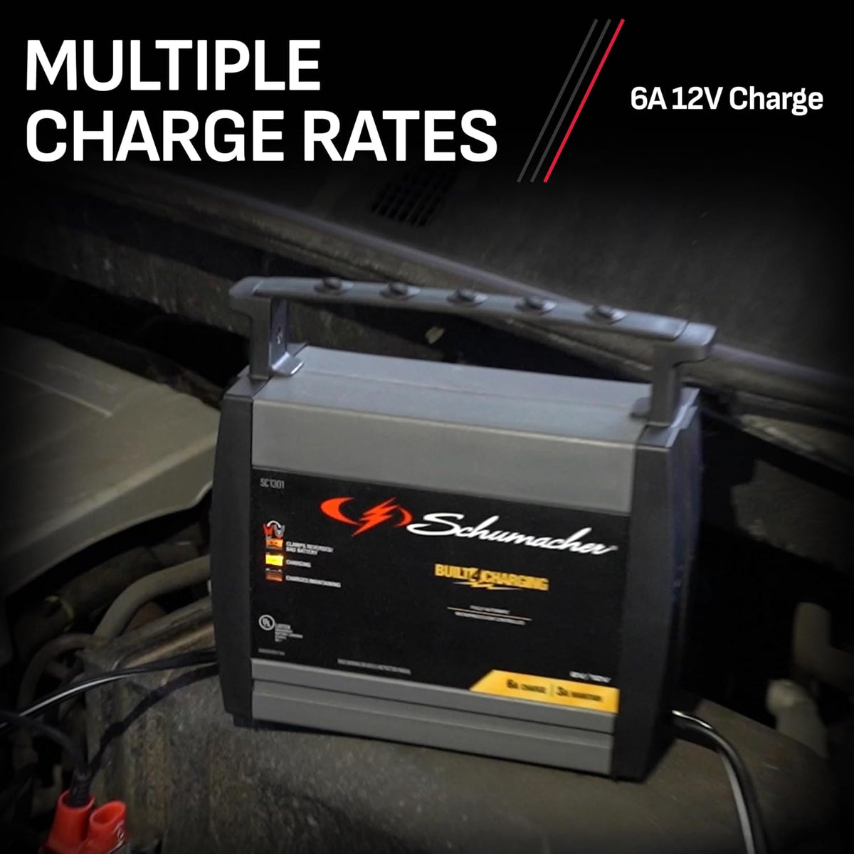 Schumacher Electric Battery Charger and Maintainer, SC1301, 3-in-1, Fully Automatic, 6 Amps, 6 Volt, 12 Volt, for Car, Power Sport, Truck, and Marine Batteries