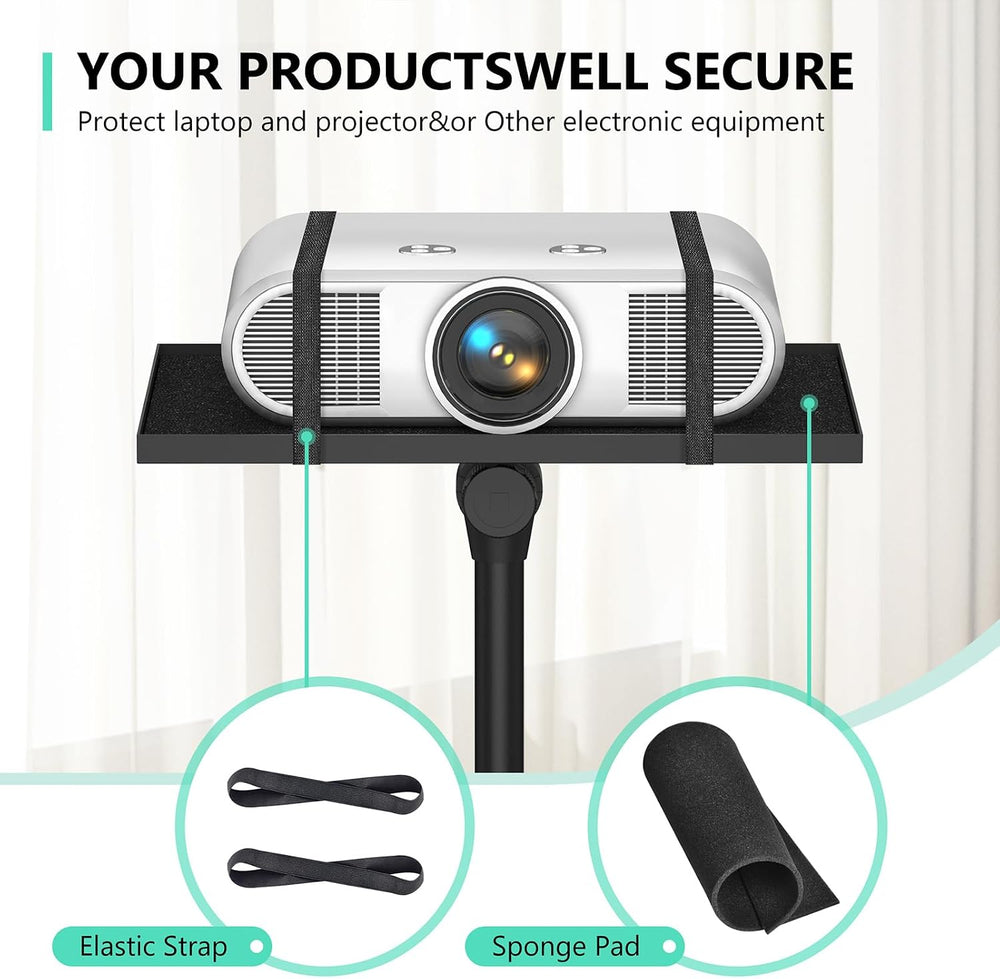 Projector Stand on Wheels, Dual-Tray Tripod Cart 45-64", Holds 20 lbs