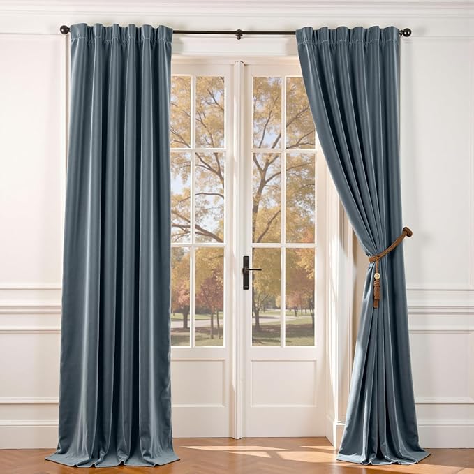 Lazzzy Velvet Blackout Extra Long Curtains Thermal Insulated Room Window Drapes
