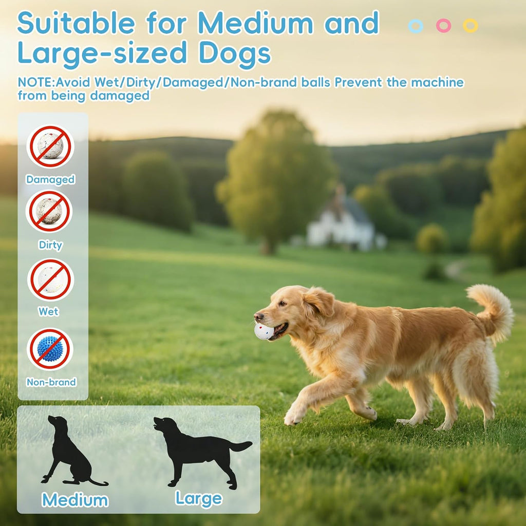 fahkns automatic ball launcher for large dogs: 40/60/80ft on a desk or shelf