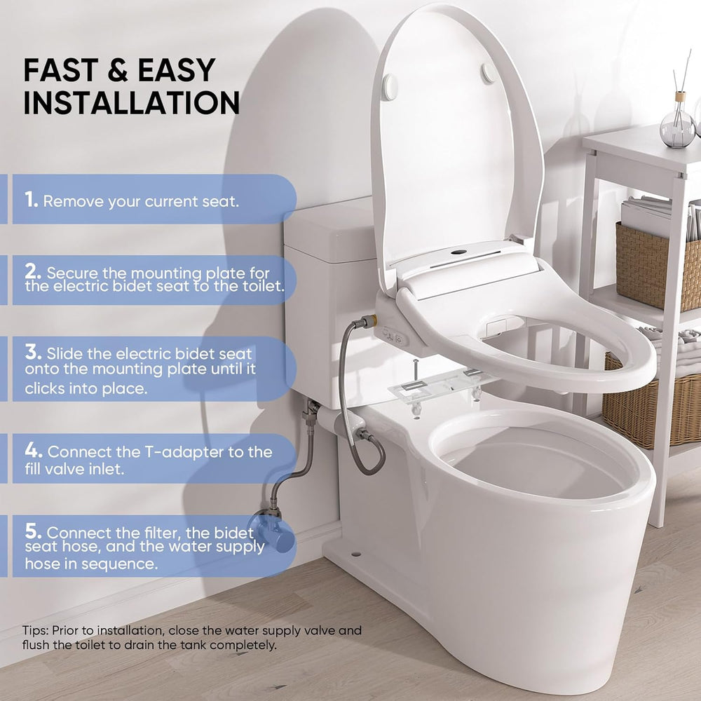 LEIVI Electric Bidet Toilet Seat with Wireless Remote and Side Panel, Multipl...