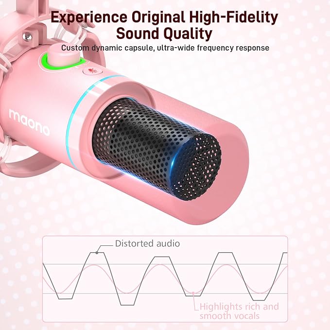MAONO XLR/USB Dynamic Microphone Kit, RGB Gaming Mic