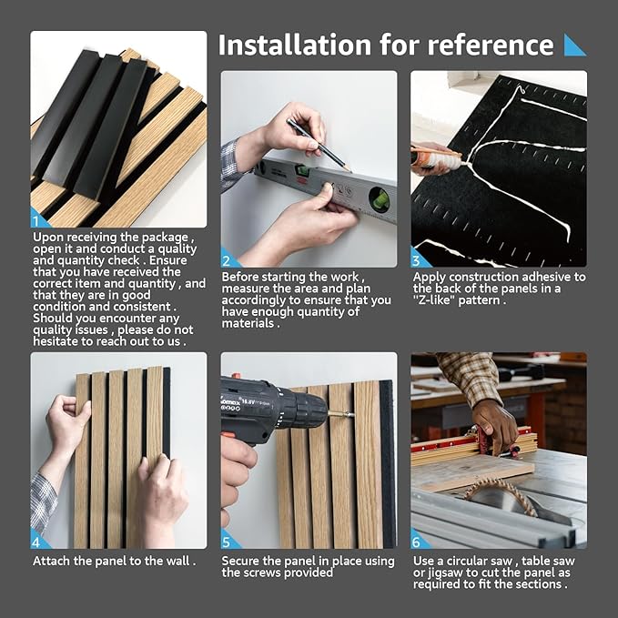 Art3d 6-Pack Acoustic Wood Slat Wall Panels