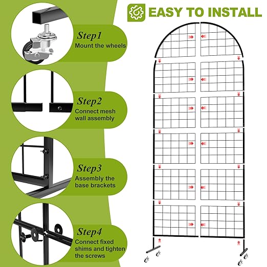 VGMiu Grid Wall Panel 1PCS Display Stand 2.6' x 5.8' FT Black Grid Wall Panels