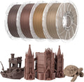 Chitu Systems Wood PLA Filament Bundle, 3D Printer PLA 1.75mm Cherry Walnut White Oak Teak with Real Wood Fiber, Using Reusable Spool Compatible with Bambu Lab Refill Filament, 4x1KG 8.8lb