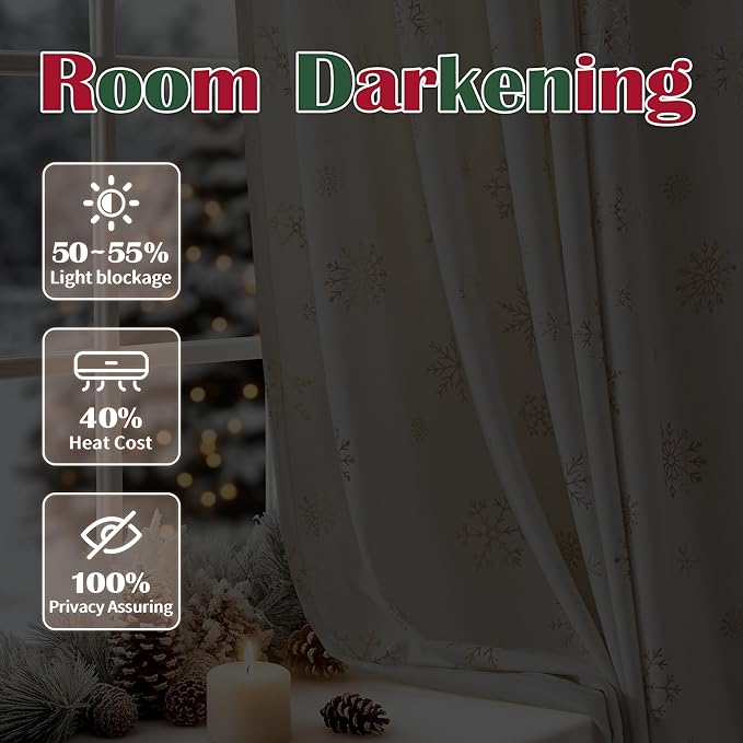 FMFUNCTEX Velvet Curtains Christmas Curtain