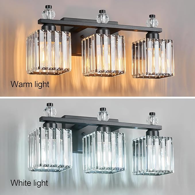 FDPBY Sand Black Bathroom Vanity Lights Crystal Vanity Light Bathroom Lighting