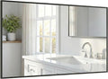 48''x30'' Black Bathroom Mirror, Large Metal Framed Vanity Mirror