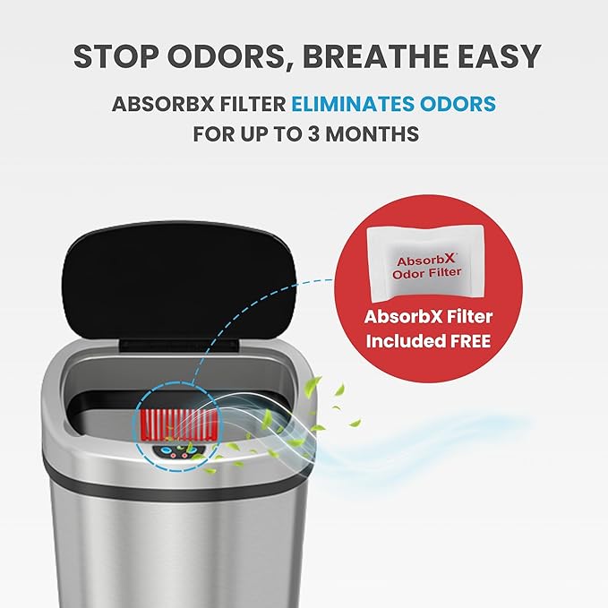 iTouchless 50 Liter / 13 Gallon Stainless Steel Kitchen Trash Can
